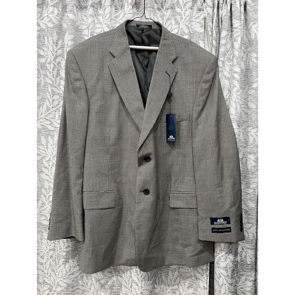 Stafford 100%wool houndstooth pattern Men's Blazer NWT Size 48R Button blazer